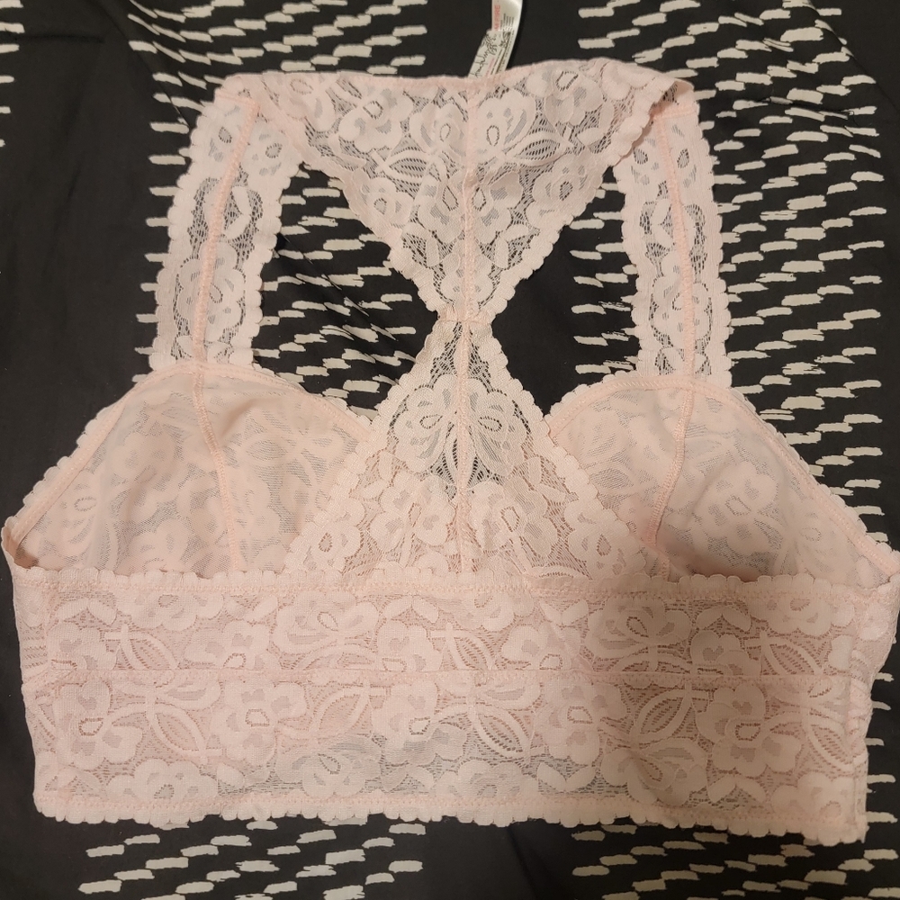 NWT Free People Gallon Lace racerback Ballet Pink bralette - Picture 4 of 6